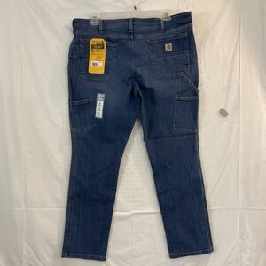 Carhartt Jeans Womens 18 Blue‎ Rugged Flex Relaxed Fit Double Front Work Utility